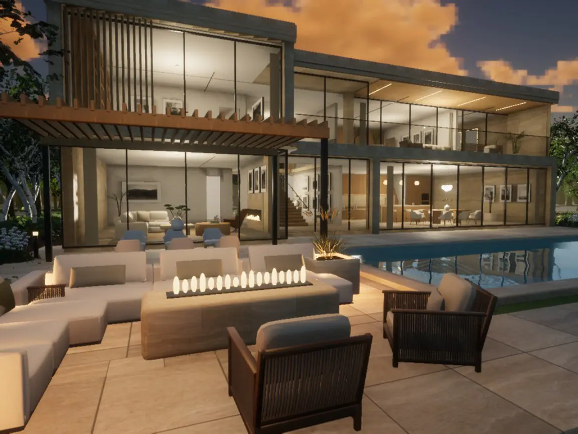 Villa Linden · The terrace at dusk